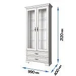 Шкаф с витриной Тиффани 2V2S вудлайн кремовый - Выставка Лобня | изображение 2