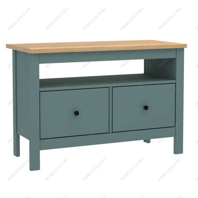 Тумба Сага, 2 ящика, 91х42х63 см, темно-бирюзовая/ясень | изображение 14