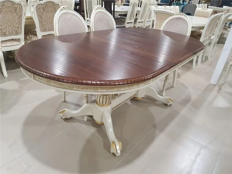 Стол Азия стол (комбинированый/подстолье 1013+патина золото/столешница т. орех)