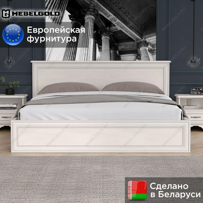 Кровать Тиффани 180 с подъемным механизмом вудлайн кремовый | изображение 1