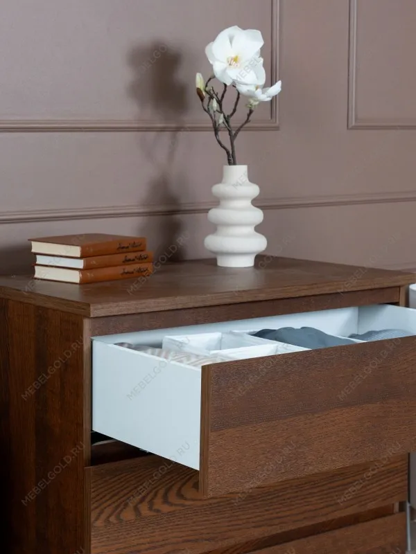 Комод Варма Прайм, 3 ящика, 80х77х48 см, шпон натурального дерева, ясень коричневый | изображение 4