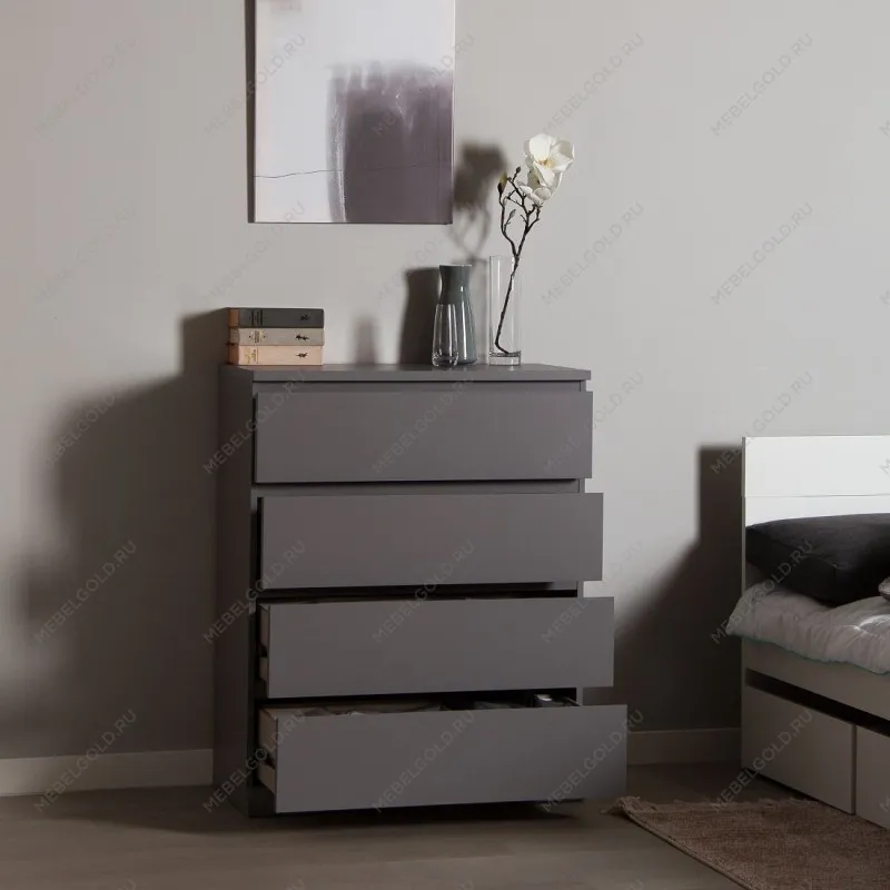 Комод Варма, 4 ящика, 80х100х40 см, эмаль серая | изображение 5