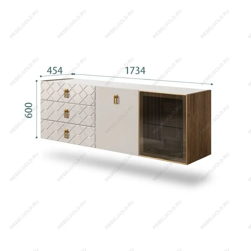 Комод 1.6м Bogemia Woodline Fly Fa (Шелк) (Novabuk/Золото) БМКМ-4[5][10]