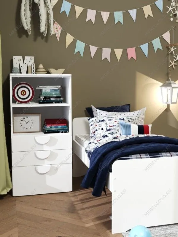 Стеллаж Пикси, с тремя выдвижными ящиками 60x57x120, белый (робкий подснежник) | изображение 11