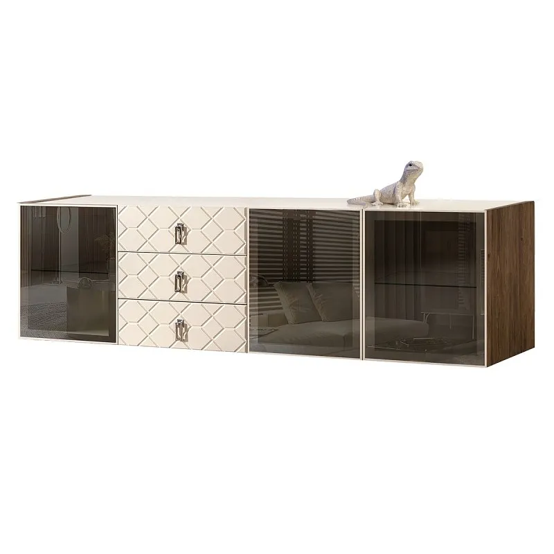Комод 2.1м Bogemia Woodline Fly Fa (Слоновая кость) (Lakobel/Хром) БМКМ-5[5]