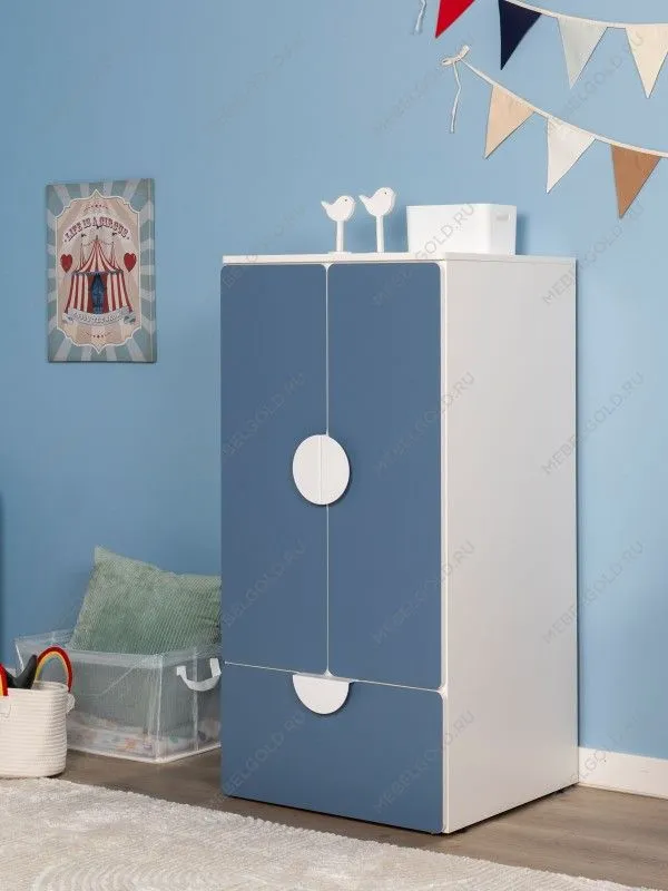 Шкаф распашной Пикси, с двумя дверьми, полкой и одним выдвижным ящиком 60х57х120, озорной василек | изображение 1