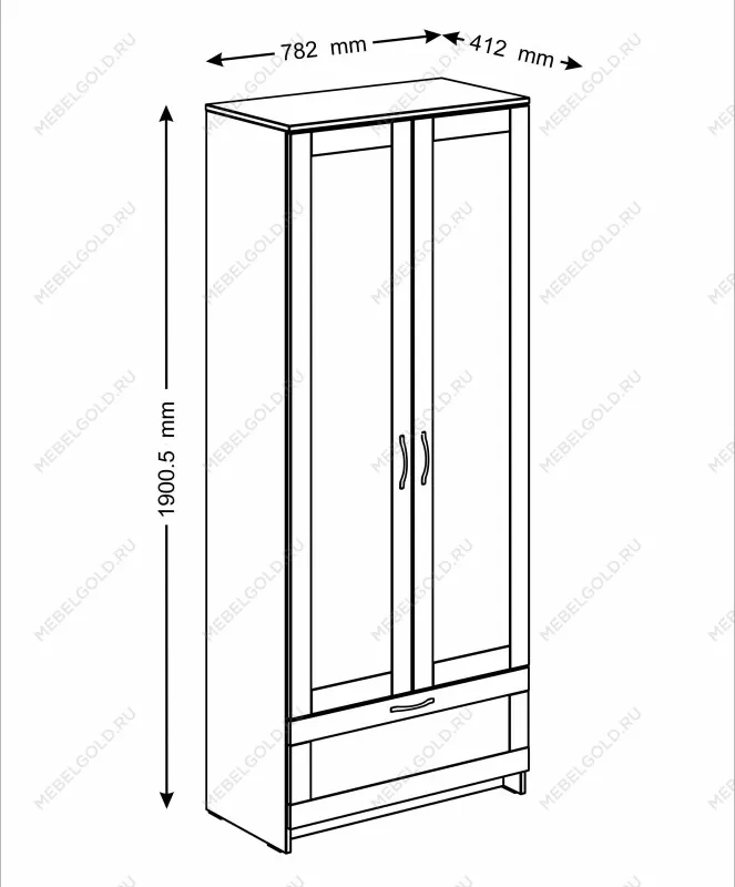 Шкаф Сириус узкий, с выдвижной вешалкой, 2 двери и 1 ящик, 78х41х190 см, дуб сонома | изображение 17