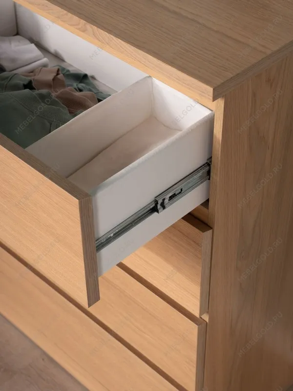 Комод Варма, 4 ящика, 80х100х40 см, шпон натурального дерева, дуб беленый | изображение 4