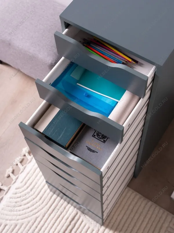 Комод Ингар, 8 ящиков, 36x102x53 см, серо-бирюзовый | изображение 3