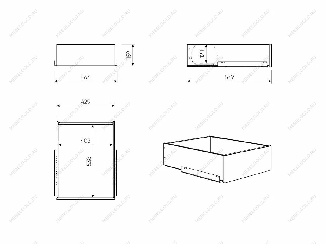 Ящик выдвижной к шкафу МАКС, 43х58х16 см, серый | изображение 2