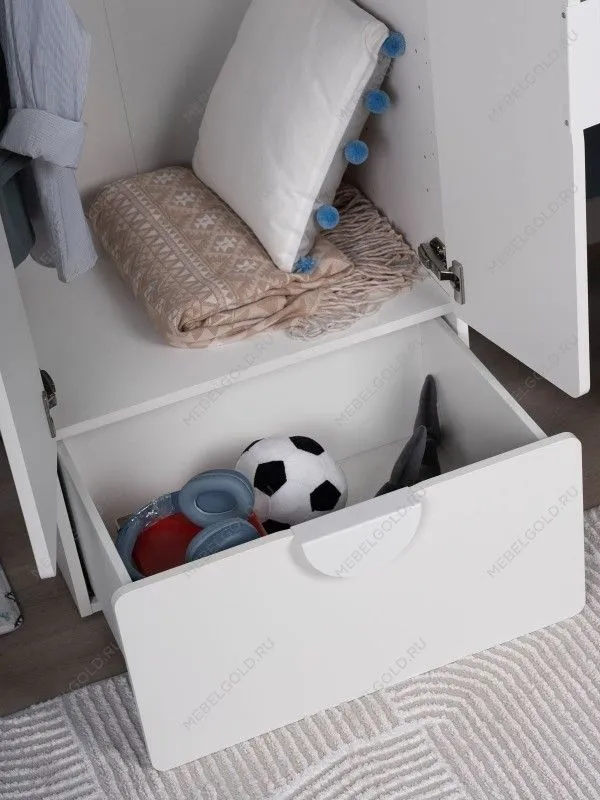 Шкаф распашной Пикси, с двумя дверьми, полкой и выдвижным ящиком 60х57х120, белый (робкий подснежник) | изображение 3