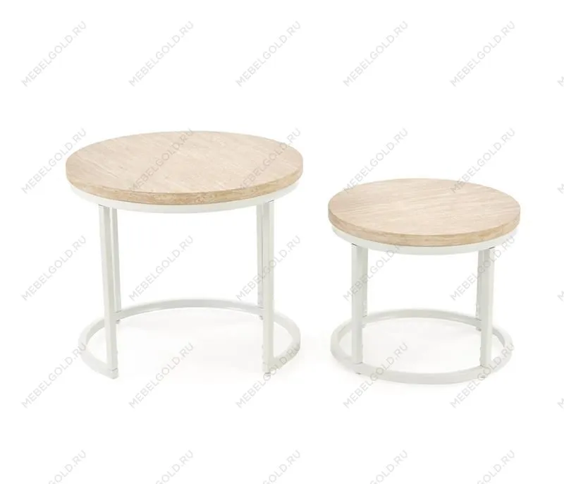 Комплект Halmar OREO (2 стола журнальных) (травертин/белый) | изображение 2