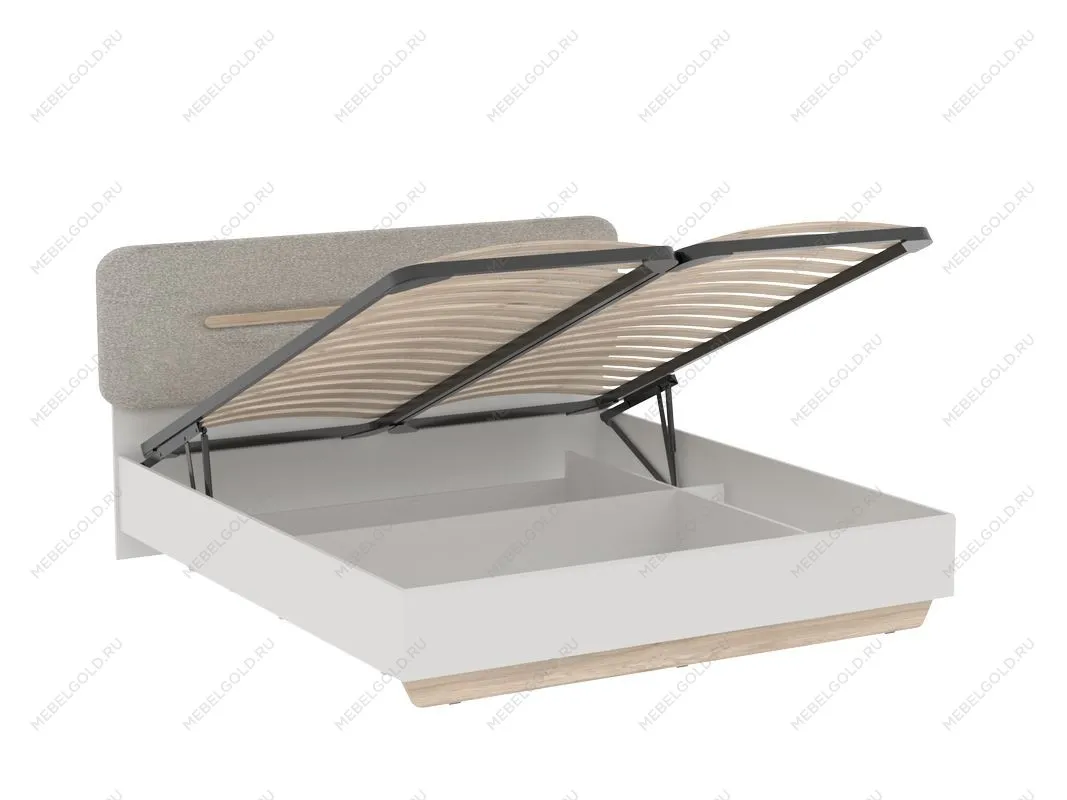 Кровать 1800 с темной мягкой вставкой и подъемным механизмом, Аврора (1956*2063*1049) Дуб Мария/Кашемир