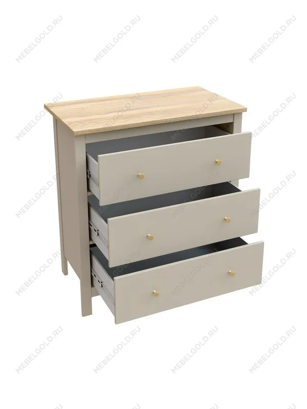 Комод Сага, 3 ящика, 92х100х51 см, кашемир/ясень | изображение 1