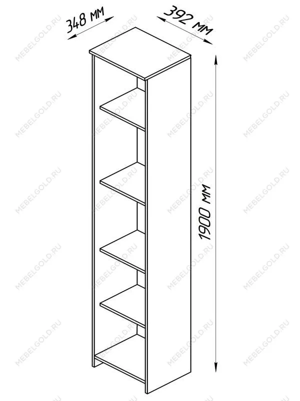 Стеллаж Сириус, 5 полок, 39х34х190 см, дуб сонома | изображение 7