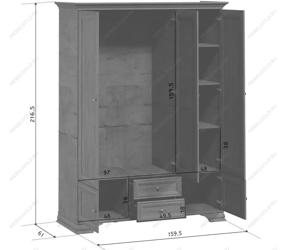 Шкаф Кентаки SZF5D2S каштан | изображение 6