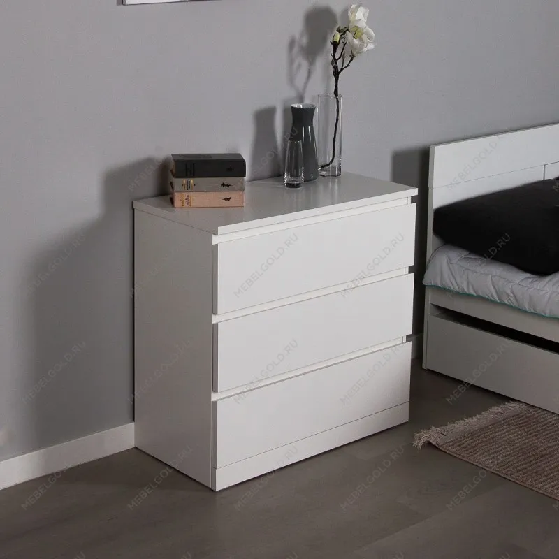 Комод Варма, 3 ящика, 80х78х40 см, эмаль белая | изображение 1