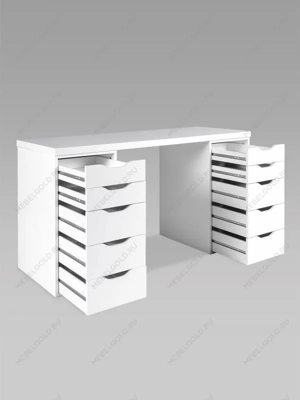 Стол письменный Ингар, 10 ящиков, 140х75х55 см, белый | изображение 9