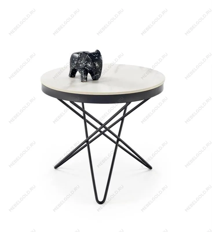 Стол журнальный Halmar LEILA 2 (белый мрамор/черный)
