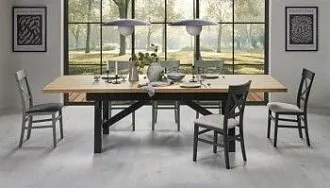 Стол обеденный Halmar FIESTA раскладной (дуб натуральный/черный)