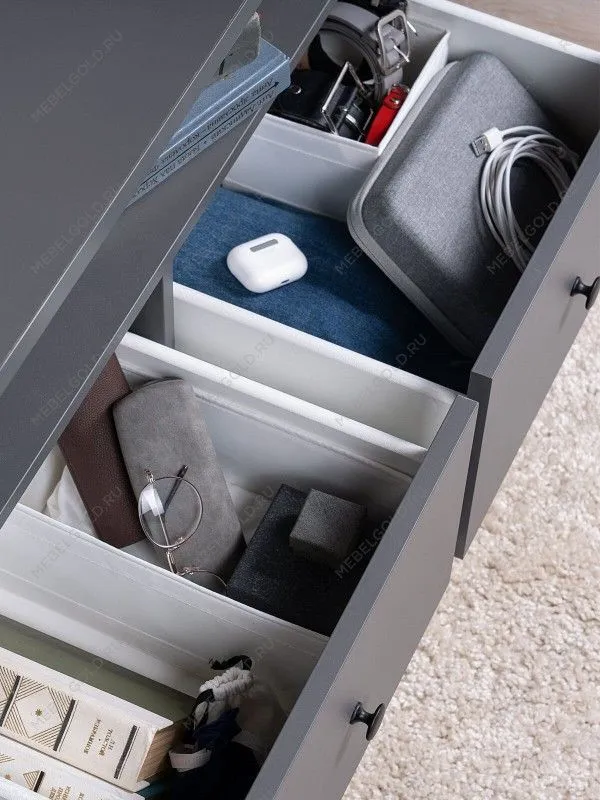 Тумба Сага, 2 ящика, 91х42х63 см, серая | изображение 8