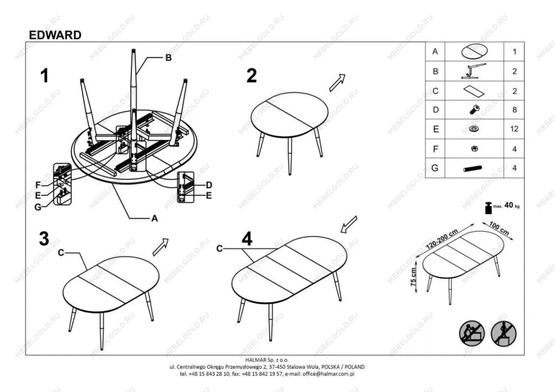 Стол обеденный Halmar EDWARD | изображение 13