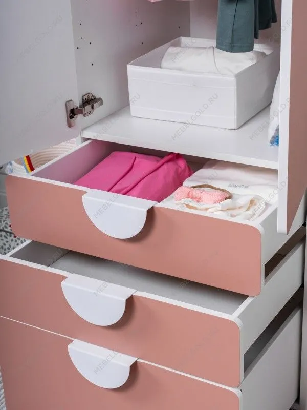 Шкаф распашной Пикси, с двумя дверьми, тремя выдвижными ящиками и полкой 60x57x180, мечтательный пион | изображение 5