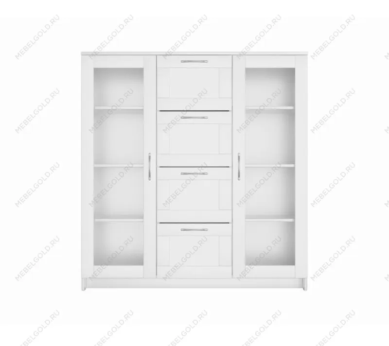 БРИМНЭС / СИРИУС тумба ИКЕА / IKEA 2 двери со стеклом и 4 ящика 117х123 белая | изображение 1