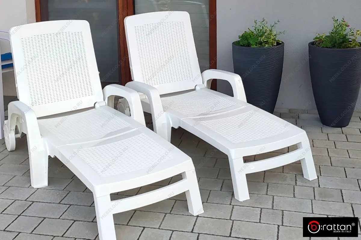 Шезлонг B:rattan MIAMI складной, белый | изображение 4