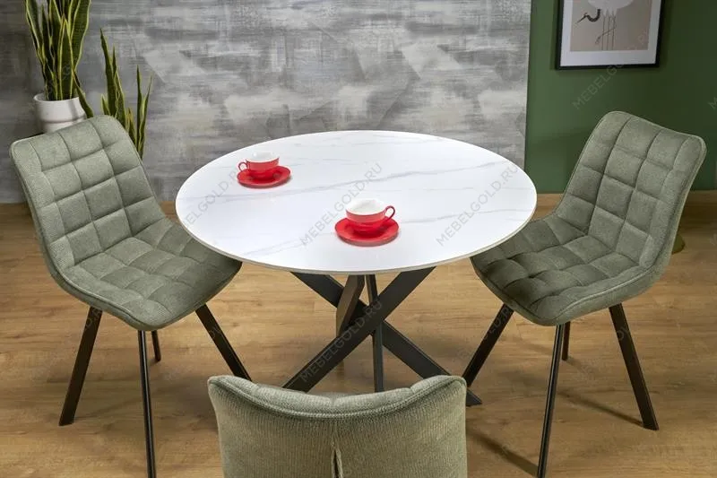 Стол обеденный Halmar EDGAR 2 (белый мрамор/черный) | изображение 8