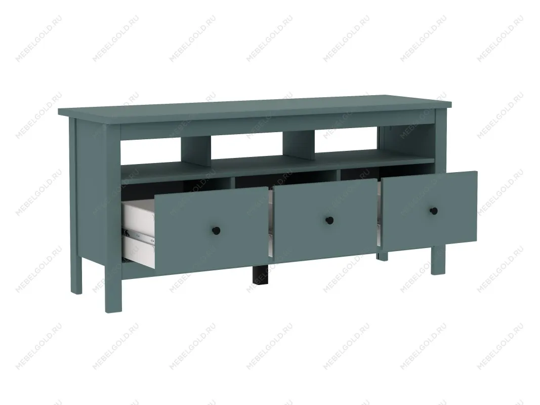 Тумба ТВ Сага, 3 ящика, 131х42х63 см, темно-бирюзовая | изображение 15