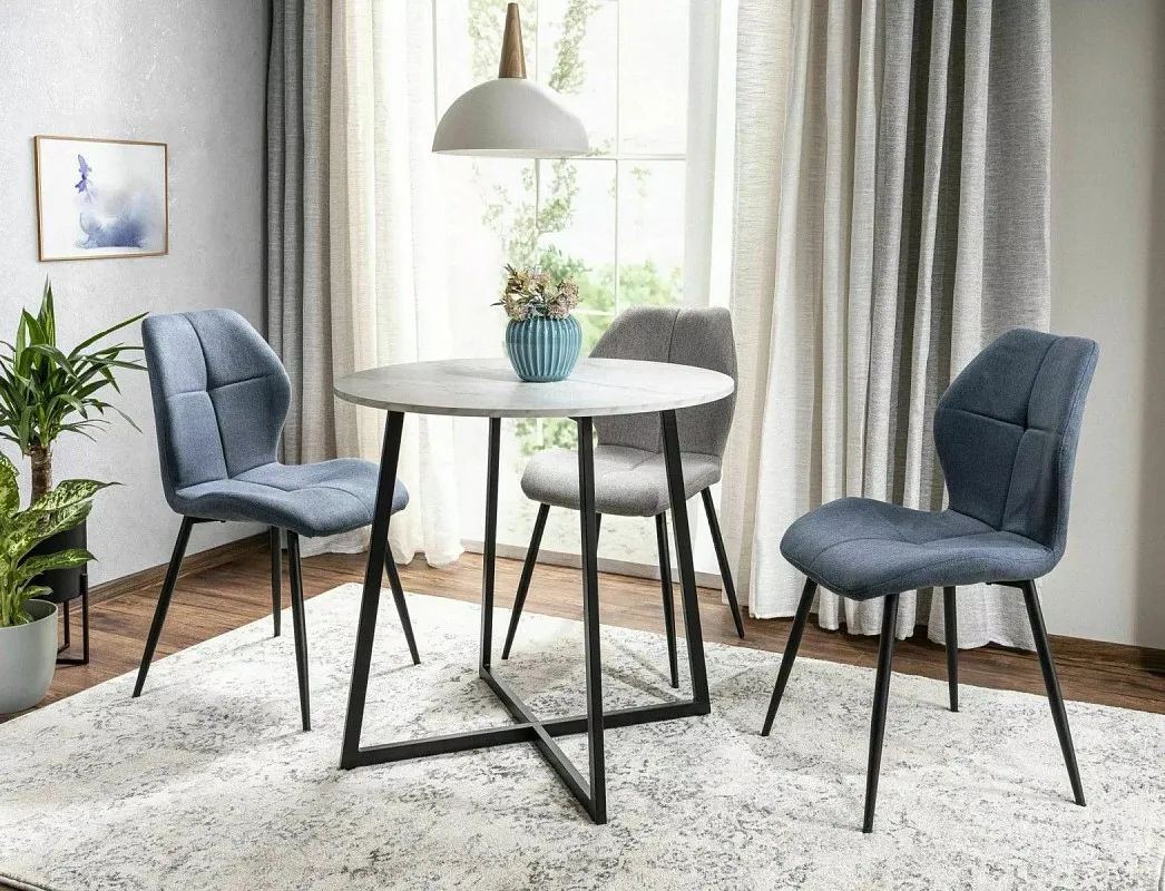 Стол обеденный Signal LUNA 90 (белый мрамор/черный) | изображение 2