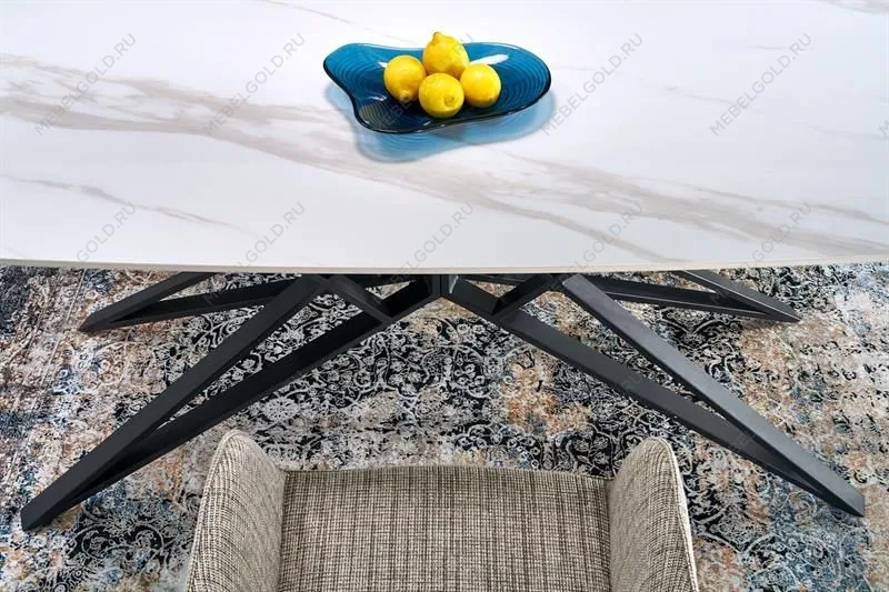 Стол обеденный Halmar ALFREDO 160 (белый мрамор/черный) | изображение 13