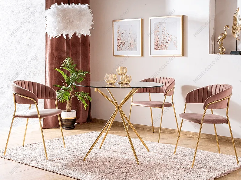 Стол обеденный Signal AZALIA (прозрачный/золотой) | изображение 1