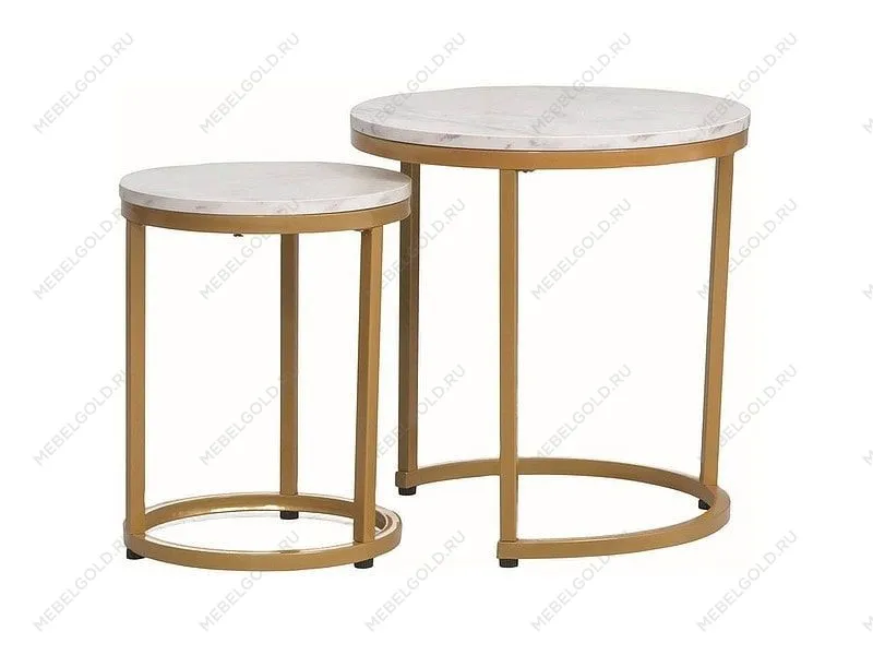 Комплект Signal HOLA, 2 стола журнальных (белый мрамор/золотой)