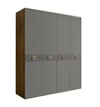 Шкаф 4-х дверный Bogemia Woodline Fi (Серый/Золото) БМШ2/4