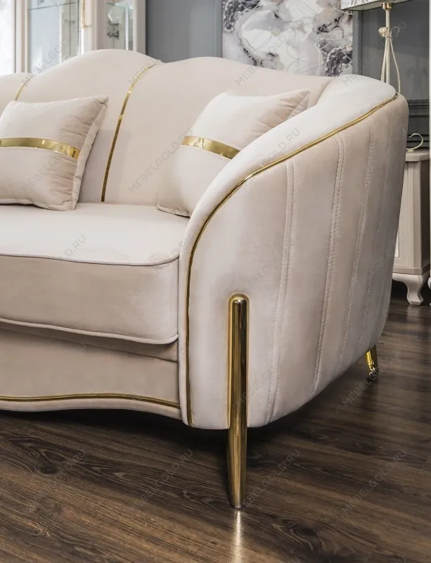 Диван Лара 3х местный бежевый золото | изображение 5