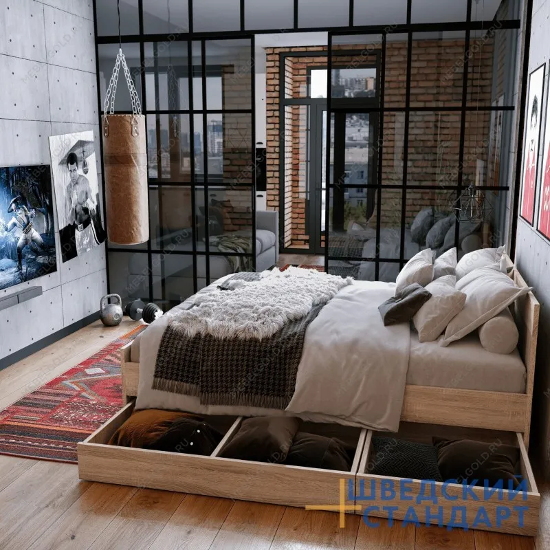 Ящик выкатной для кроватей СИРИУС, 60х60х20 см, дуб сонома | изображение 4