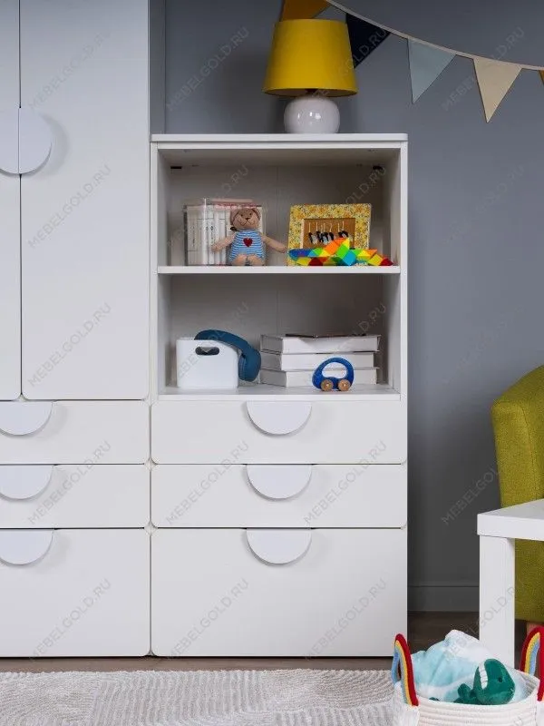 Стеллаж Пикси, с тремя выдвижными ящиками 60x57x120, белый (робкий подснежник) | изображение 3