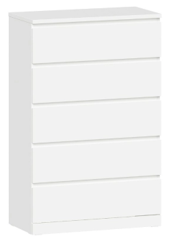 Комод ВАРМА, 5 ящиков, 80х123х40 см, эмаль белая