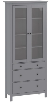 Шкаф с витриной Сага, 90х41х215 см, серый
