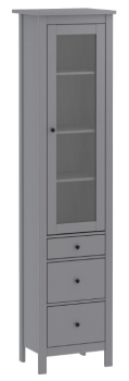 Шкаф с витриной Сага, 50х41х215 см, серый