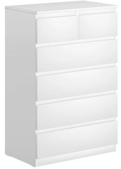 Комод Мальта, 4+2 ящика, с доводчиками, 80х48х121 см, белый