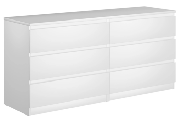 Комод Мальта, 6 ящиков, горизонтальный, с доводчиками, 160х48х76 см, белый