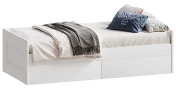 Кровать раздвижная Сириус, с ящиками, 90х200/180х200 см, белая