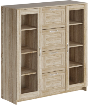 БРИМНЭС / СИРИУС тумба ИКЕА / IKEA 2 двери со стеклом и 4 ящика 117х123 сонома