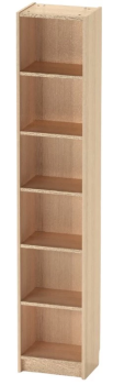 Стеллаж Варма, 6 полок, 38х198х28 см, шпон, дуб беленый