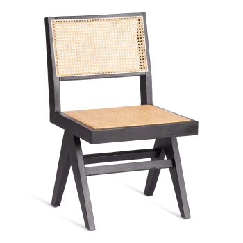 Стул LOKI, дерево вяз/ротанг, 51х44х86 см, черный