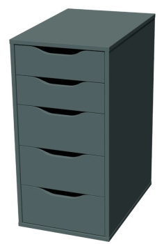 Комод Ингар, 5 ящиков, 36x71x53 см, серо-бирюзовый