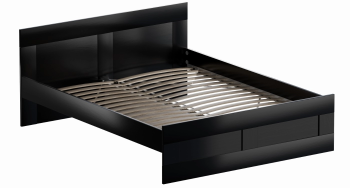 Кровать двуспальная Сириус, 160х200 см, черный, дуб венге